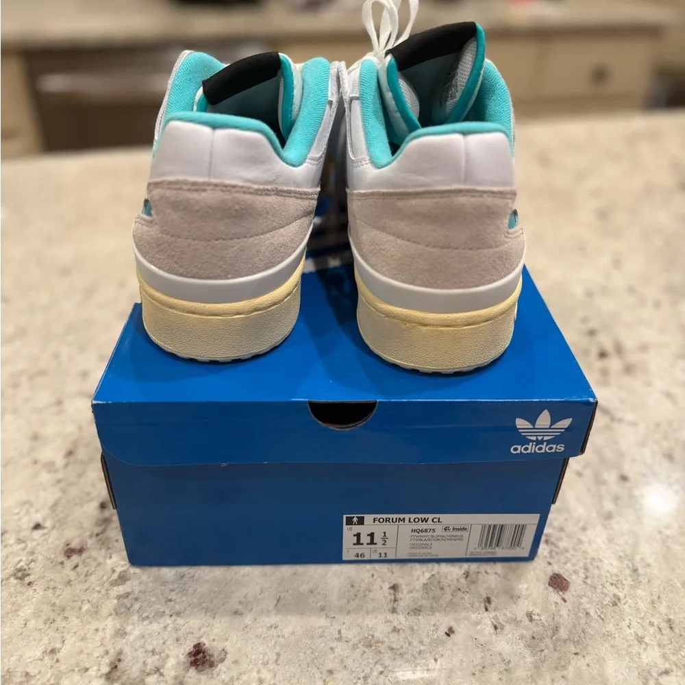 Adidas White and Teal Sneakers - Picture 4 of 5